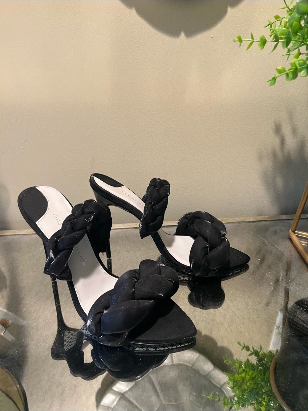 Christian Siriano Braided Black Stiletto Mules size 8.5